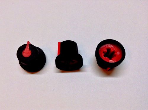 3 pk Rubber Coated Plastic  Grip Potentiometer Knob Black Red