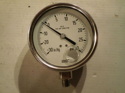 Wika 30 psi -30 in.HG Gauge, 316 Stainless Steel, 4&#034;, Fluid Filled