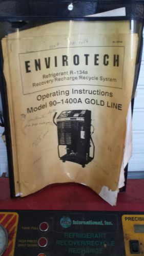Refrigerant/ recovery/ recharge/ recycle system. Envirotech model 90 - 1400a