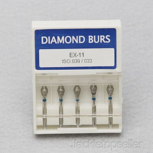 100pcs dental handpiece diamond burs teeth drill ex-11 flame ogival end fg1.6mm for sale