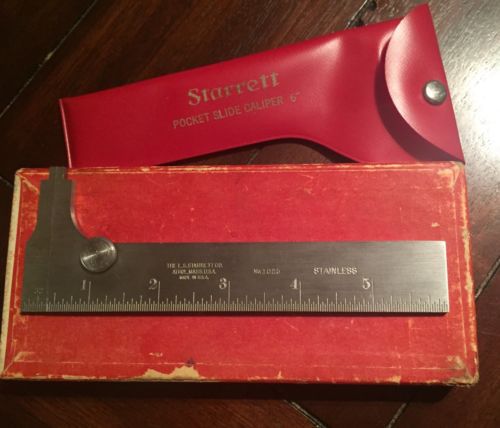 Vintage ~ STARRETT  1025 - 6 in.  Stainless Steel Pocket Slide Caliper with Box