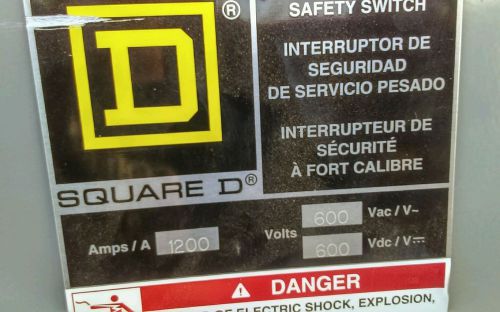 Square D safety switch. 1200amp 600volt fuse able 3 phase