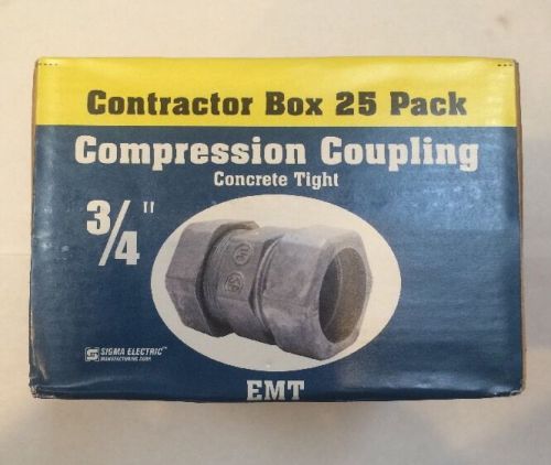 SIGMA ELECTRIC 3/4&#034; CONDUIT COMPRESSION COUPLINGS SEALED 25 PACK P/N:TC-612