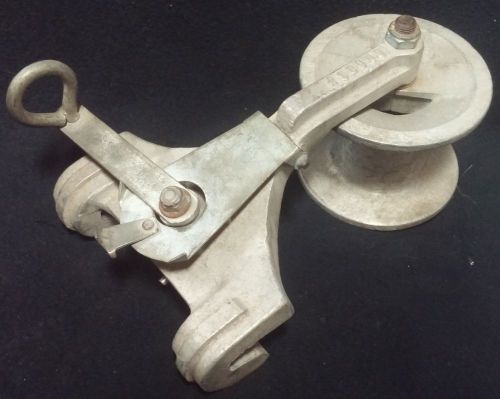 Cast Aluminum Lineman&#039;s 3&#034; Sheave CABLE WIRE HANGING PULLEY Block Snatch Trolley