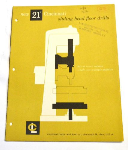 CINCINNATI D-140 SLIDING HEAD FLOOR DRILL 21&#034; BROCHURE