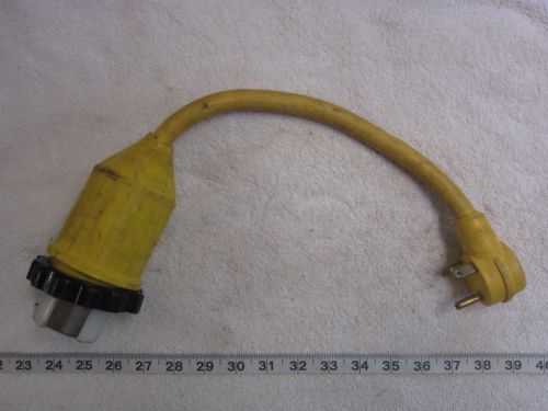 Marinco 30A 125V Straight Plug to 50A 125/250V Locking Connector Adapter, Used