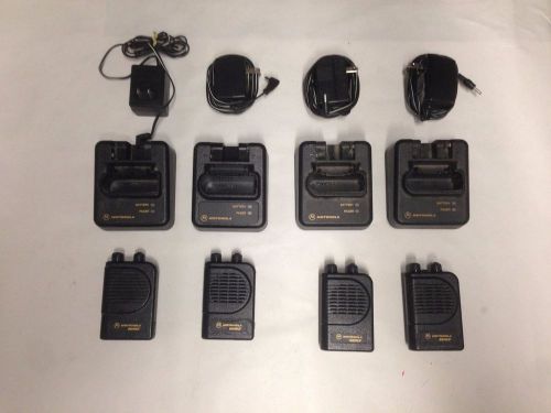 FOUR Motorola Minitor III 450-457 MHz UHF Stored Voice Fire EMS Pager w Chargers