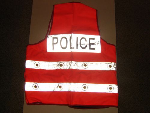 Safety Vest, Flashing 16 LED &#034;POLICE&#034; Orange With Attached Belt Pouch. (X-Large)