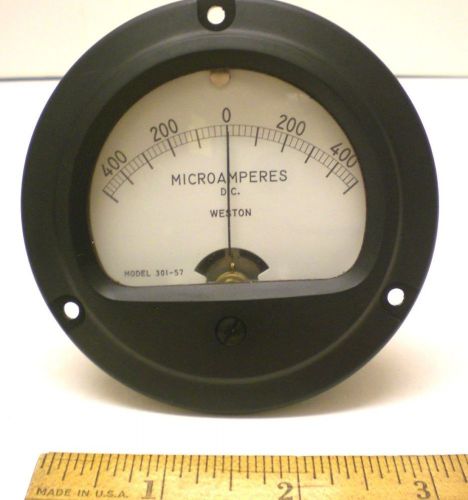 DC Microamp Meter 500-0-500 DCUA, 3 1/2&#034; Weston Model 301-57, New,  USA