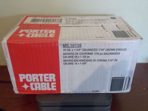 PORTER CABLE 16 GUAGE 1 3/8 GALVANIZED 7/16 CROWN STAPLES UNOPENED 10,000 COUNT