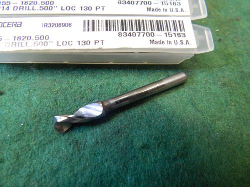 Kyocera #14 Solid Carbide Drill 1/2&#034; LOC 130 Degree Point #155-1820 6 Drills