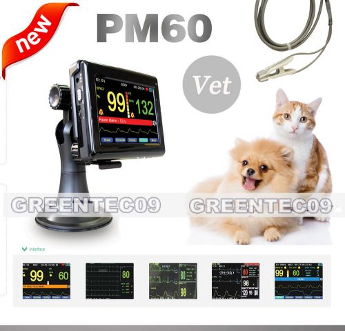 Veterinary Touch Screen Pulse Oximeter Tongue/Ear SpO2 Probe+PC Softwar PM60A CE