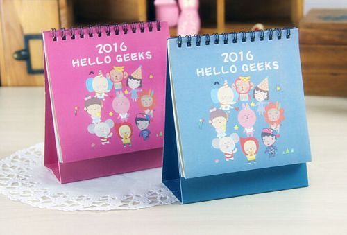 hello geeks 2016 calendar cartoon style calendar daily plan books 8pcs/lot