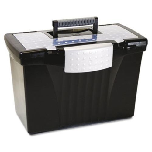 Stx61510u01c portable file storage box w/organizer lid, letter/legal, black for sale