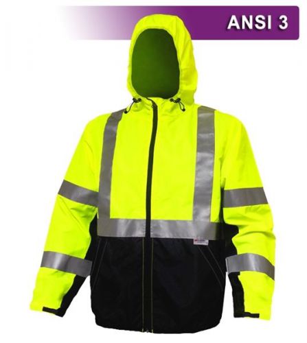 Reflective Apparel Factory Hooded Windbreaker Jacket Safety Coat VEA-405-ST