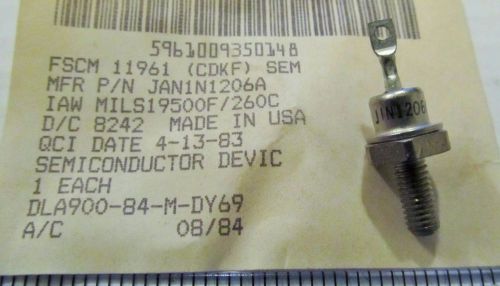 Switching Diode,Microsemi,JAN1N1206A,5961-00-935-0148,600V 12A 2-Pin DO-4,1 Pc