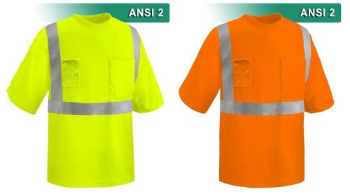 Reflective Apparel Safety Shirt Hi Vis Clear ID Pocket 3M ANSI 2 VEA-122-ST