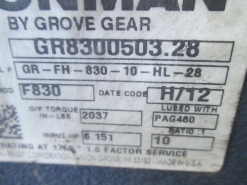 (6)Grove Gear Ironman cat.#GR8300503.28 mod.#F830 o.p torque lbs.2037 inpHP6.151