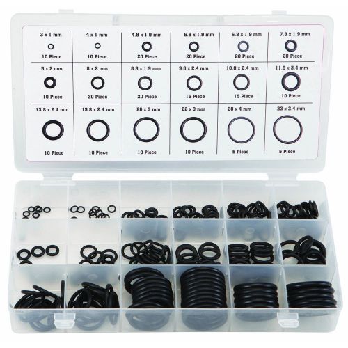 225 Piece Rubber O-Ring Assortment Metric Nitrile for Hydraulic Pumps Plumbing