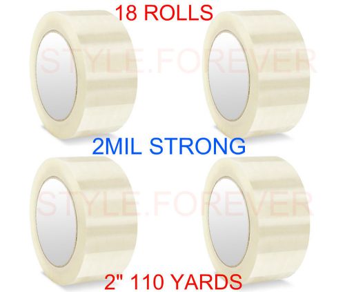 18 Rolls Box Carton Clear Sealing Packing Tape 2&#034;x110 Yards(330&#039; ft) 2 MIL