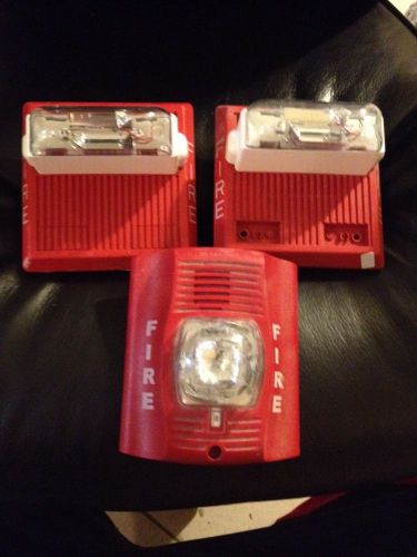 System sensor p2r spectra horn/strobe fire alarm system, red (3alarms) lot of 3 for sale