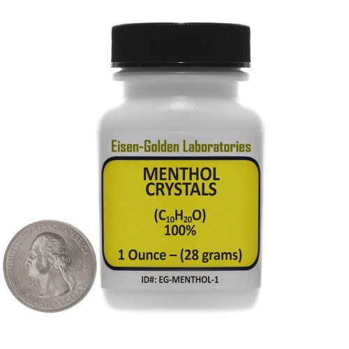 Menthol Crystals [C10H20O] 100% USP Food Grade 1 Oz in a Space-Saver Bottle USA