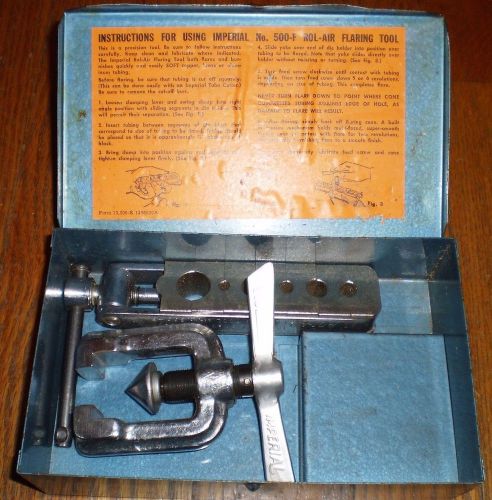 Vintage imperial tubing tool kit no 500-f in original metal box flaring tool for sale