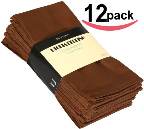 Utopia 12 Premium Cloth Napkins Soft Durable Generous Size 18&#034; x 18&#034; Cocoa Brown