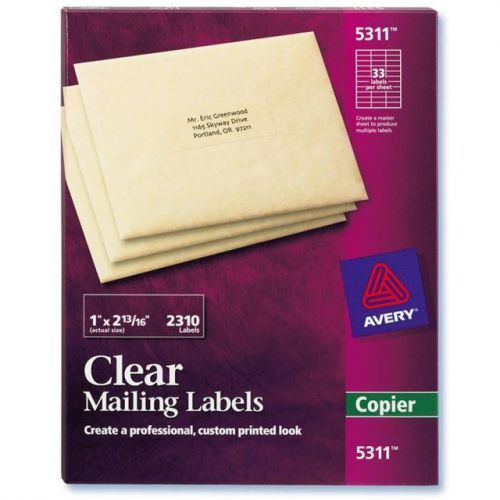 Clear Copier Mailing Labels, 1 x 2 13/16, 2310/Pack