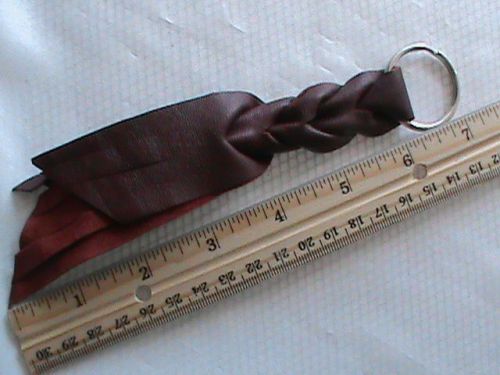 6&#034; genuine leather burgundy red maroon braided fringed key-chain handmade USA