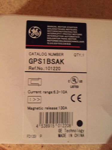 GE GPS1BSAK Manual Motor Starter, IEC, 6.3 to 10A, 600V