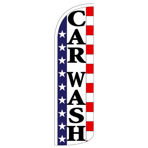 Car Wash USA Windless Swooper Flag Jumbo Full Sleeve Banner + Pole made in US