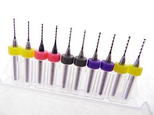 10pk Tungsten Carbide Micro Drill Bits Dremel (2 each) .80mm, .85mm, .90mm,