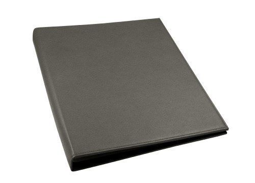 LUCRIN - A4 small Ring Binder file - Granulated Cow Leather  Dark Grey