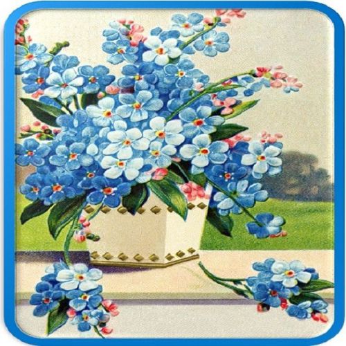 30 Custom Vintage Blue Flowers Personalized Address Labels