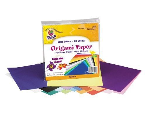 Pacon Origami Paper, 9&#034;X9&#034;, Assorted Colors, 40 Sheets