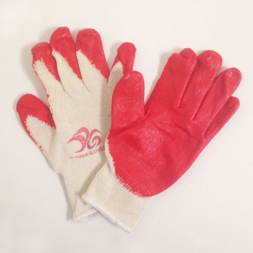 8 Pairs Work Gloves Premium Cotton Red Latex Palm Coating, One Size Fits Most