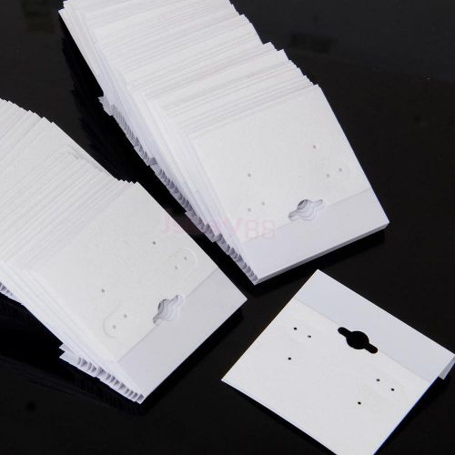 100x Shop White Flocked Earring Ear Studs Jewelry Display Hanging Cards