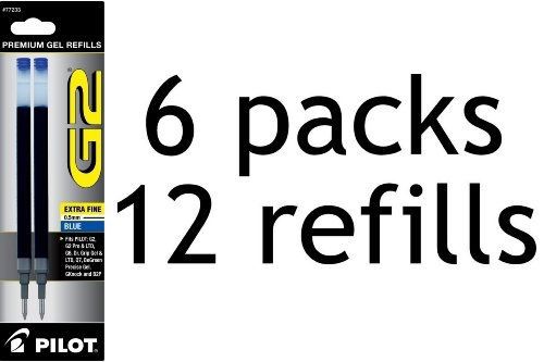 Value Pack of 6 - Pilot G2 Gel Ink Refill, 2-Pack for Rolling Ball Pens, Extra
