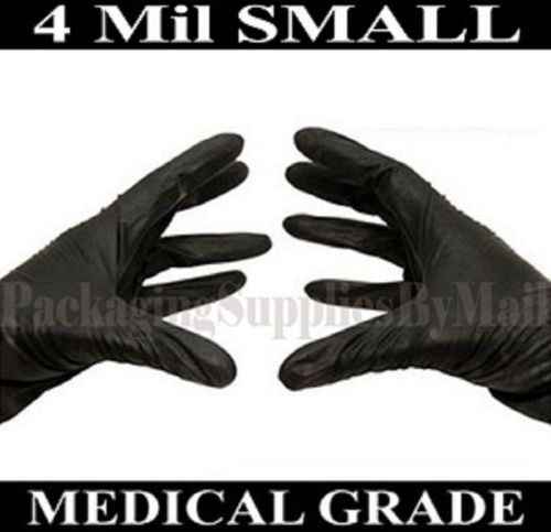 100 pcs black nitrile glove 4 mil medical exam powder-free gloves small by psbm for sale