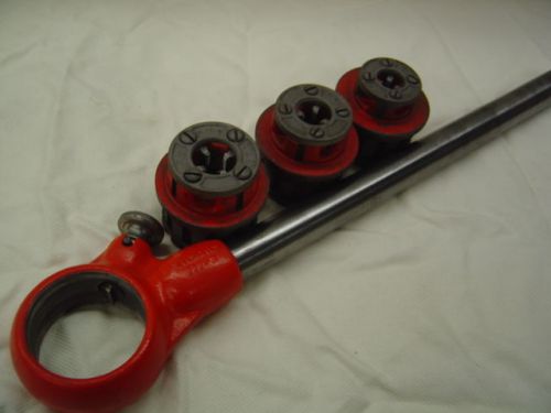 RIDGID 111R PIPE THREADER SET W/ 3 DIES 1/8&#034; 1/4&#034; 3/8&#034; IN GREAT CONDITION  J-67