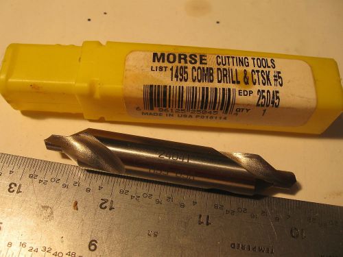 1 pc New Morse Combination Drill Countersink #5 1495 25045 NOS HS Machinist (3)