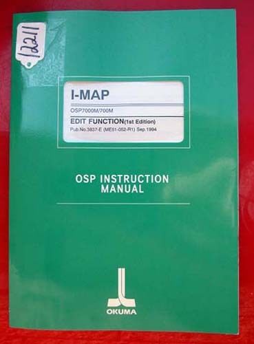 Okuma I-Map Edit Function OSP Instruction Manual: OSP7000M/700M (Inv. 12211)