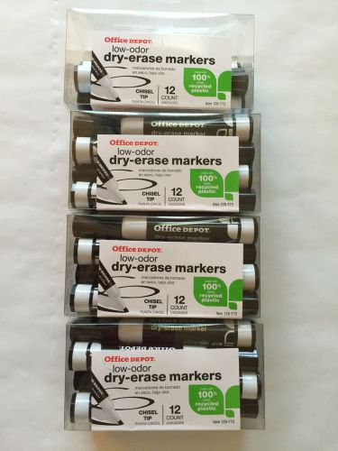 LOT OF 40!! New in Box! Office Depot Low-Odor Black Dry Erase Markers Chisel Tip