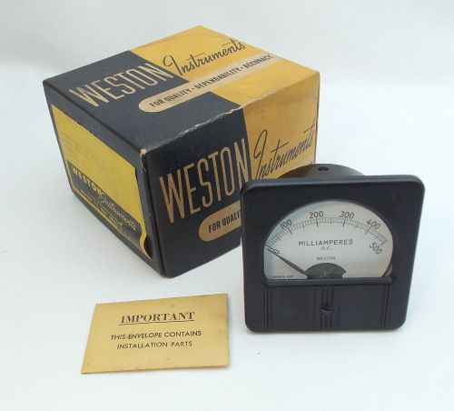 Vintage WESTON Bakelite Analog Panel DC Ammeter 1301 0-500 Milliamperes Meter