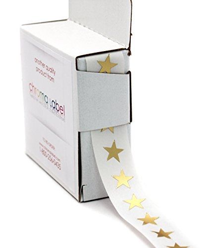 3/8&#034; metallic gold, star stickers in dispenser box - 1,000 labels per box, for sale