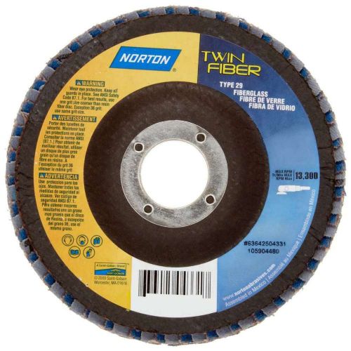 Norton redheat abrasive flap disc, type 29, round hole, fiberglass backing, cera for sale