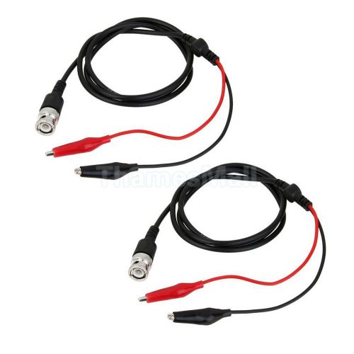 2pcs BNC Male Plug Q9 to Dual Double Alligator Clip Connector Probe Cable