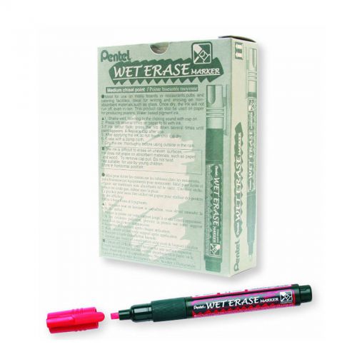 OFFICAL Pentel SMW26 Wet Erase Chisel Point Marker (12pcs) - Red FREE SHIP