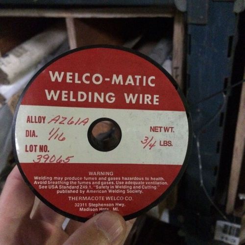Welco-Matic Welding Wire Magnesium Alloy AZ61A 1/16&#034; 3/4lbs spool Mig Wire